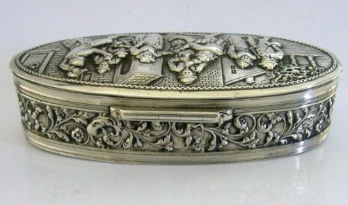 LARGE HEAVY 162G DUTCH SOLID SILVER DESK BOX 1914 ANTIQUE - ADDITIONAL PHOTO 6