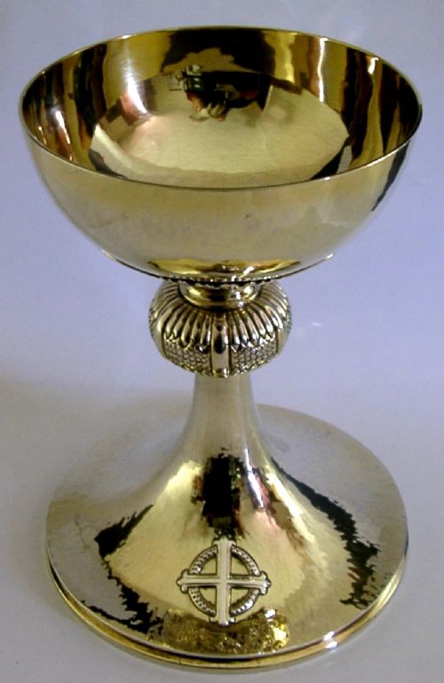 STUNNING LARGE 454G ENGLISH STERLING SILVER GILT CHALICE CUP 1964 RELIGIOUS - ADDITIONAL PHOTO 4