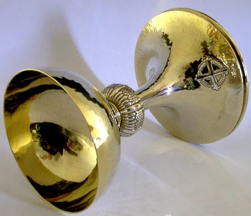 STUNNING LARGE 454G ENGLISH STERLING SILVER GILT CHALICE CUP 1964 RELIGIOUS - ADDITIONAL PHOTO 6