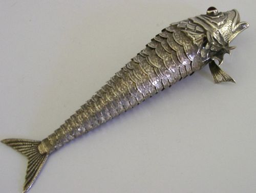 SUPERB 86G SPANISH 915 SILVER ARTICULATED FISH C1950 SPAIN ANIMALS - ADDITIONAL PHOTO 2