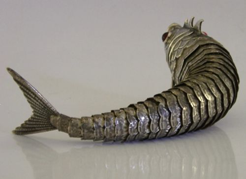 SUPERB 86G SPANISH 915 SILVER ARTICULATED FISH C1950 SPAIN ANIMALS - ADDITIONAL PHOTO 4