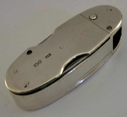 STUNNING STERLING SILVER CIGAR CUTTER MULTI TOOL VESTA CASE 1886 ANTIQUE - ADDITIONAL PHOTO 8