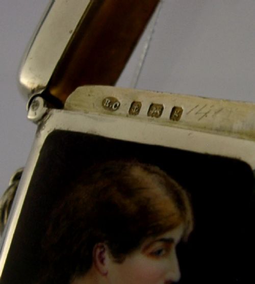 STUNNING STERLING SILVER ENAMEL HAND PAINTED VESTA CASE 1906 ANTIQUE - ADDITIONAL PHOTO 7