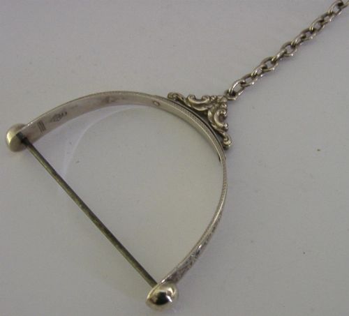 STUNNING STERLING SILVER THREAD STRING HOLDER ANTIQUE CHATELAINE 1876 SEWING - ADDITIONAL PHOTO 3