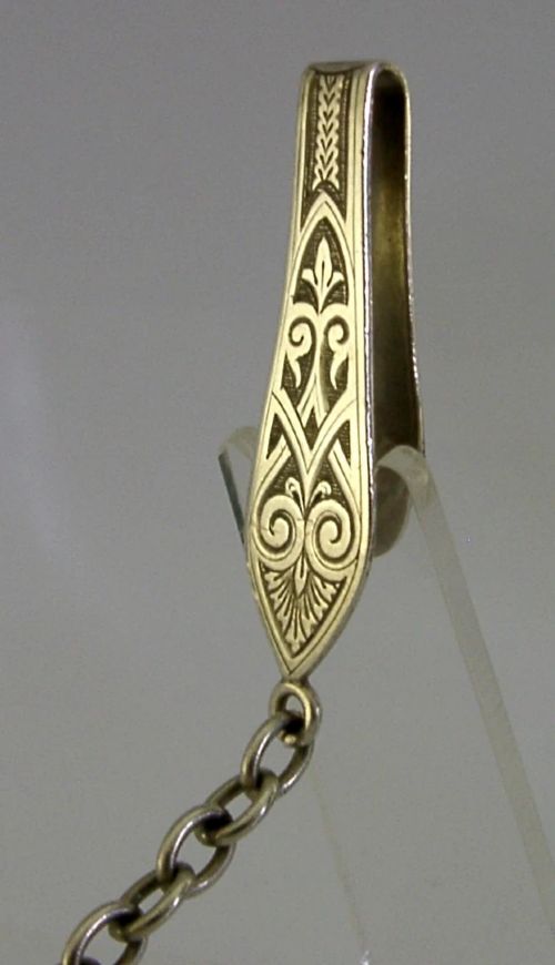 STUNNING STERLING SILVER THREAD STRING HOLDER ANTIQUE CHATELAINE 1876 SEWING - ADDITIONAL PHOTO 5