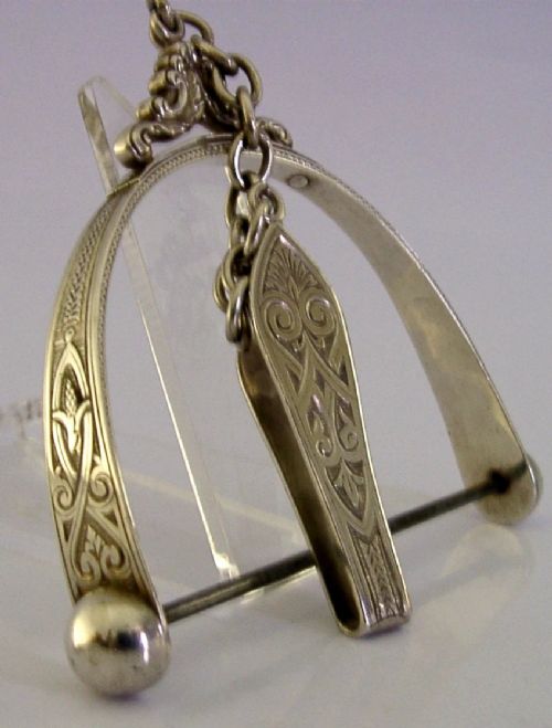 STUNNING STERLING SILVER THREAD STRING HOLDER ANTIQUE CHATELAINE 1876 SEWING - ADDITIONAL PHOTO 6