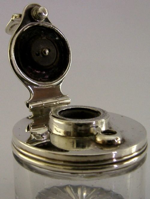 GEORGIAN STERLING SILVER TRAVELLING INKWELL 1819 DESK ANTIQUE - ADDITIONAL PHOTO 1