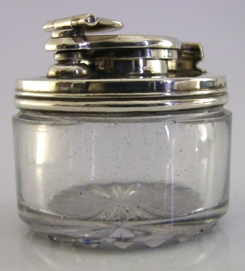 GEORGIAN STERLING SILVER TRAVELLING INKWELL 1819 DESK ANTIQUE - ADDITIONAL PHOTO 2