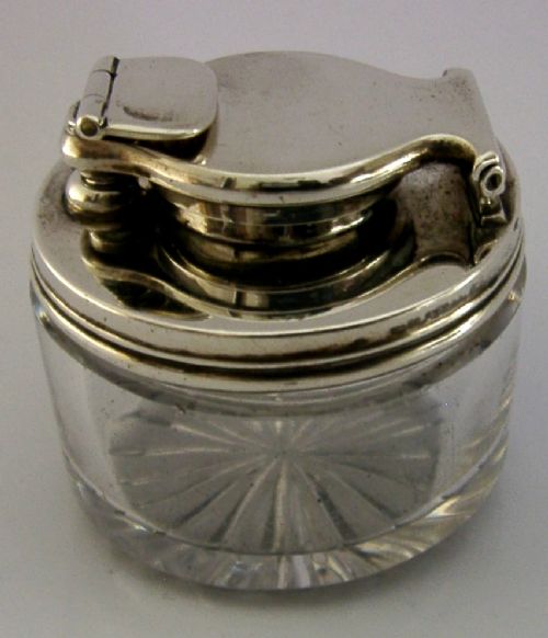 GEORGIAN STERLING SILVER TRAVELLING INKWELL 1819 DESK ANTIQUE - ADDITIONAL PHOTO 3