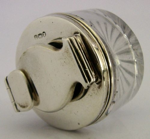 GEORGIAN STERLING SILVER TRAVELLING INKWELL 1819 DESK ANTIQUE - ADDITIONAL PHOTO 5