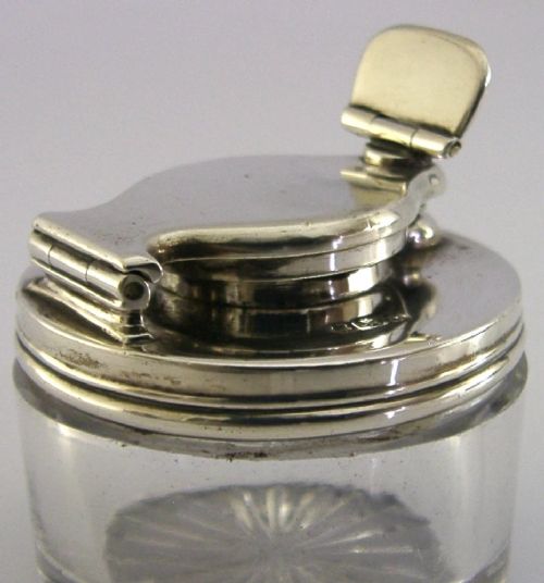 GEORGIAN STERLING SILVER TRAVELLING INKWELL 1819 DESK ANTIQUE - ADDITIONAL PHOTO 7