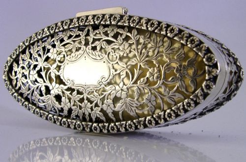 LARGE 5 INCH HIGH QUALITY ENGLISH STERLING SILVER PIERCED BOX CHESTER 1913