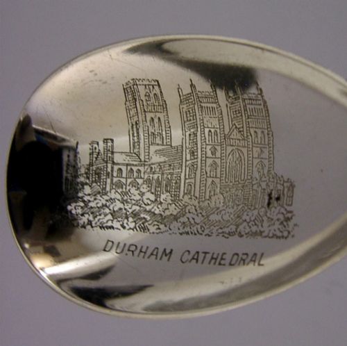 RARE STERLING SILVER DURHAM CATHEDRAL SANCTUARY CADDY SPOON 1911 ANTIQUE - ADDITIONAL PHOTO 2