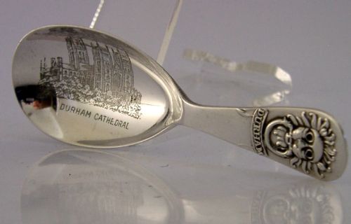 RARE STERLING SILVER DURHAM CATHEDRAL SANCTUARY CADDY SPOON 1911 ANTIQUE - ADDITIONAL PHOTO 3