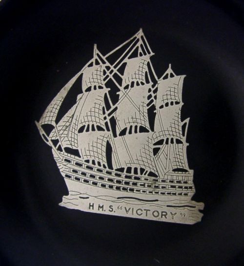 UNUSUAL STERLING SILVER BAKELITE HMS VICTORY SHIP DISH C1920 ROYAL NAVY ANTIQUE - ADDITIONAL PHOTO 1