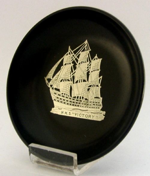 UNUSUAL STERLING SILVER BAKELITE HMS VICTORY SHIP DISH C1920 ROYAL NAVY ANTIQUE - ADDITIONAL PHOTO 2