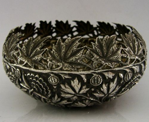 HEAVY 140G ANGLO INDIAN SOLID SILVER BOWL C1900 ANTIQUE - ADDITIONAL PHOTO 2