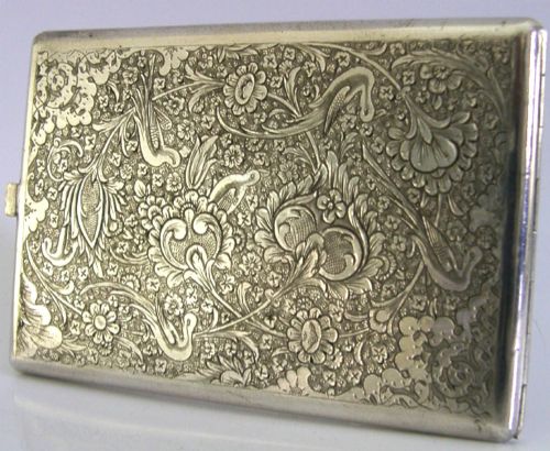 ANTIQUE TURKISH SOLID SILVER CIGARETTE CASE C1920 155G - ADDITIONAL PHOTO 2