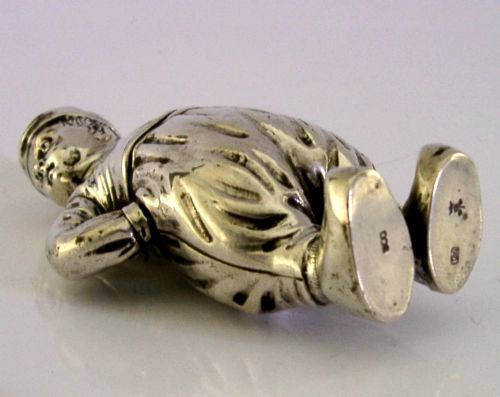 LARGE 63G 800 SOLID SILVER BOY PEPPER POT C1900 ANTIQUE NOVELTY CRUET - ADDITIONAL PHOTO 5