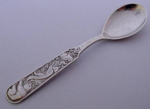 STERLING SILVER DAVID ANDERSEN NORWAY CHILDS SPOON RABBIT FOX BEAR C1940
