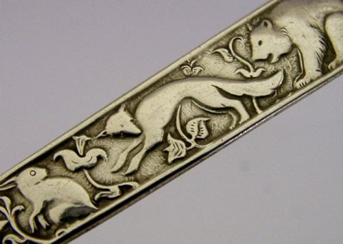 STERLING SILVER DAVID ANDERSEN NORWAY CHILDS SPOON RABBIT FOX BEAR C1940 - ADDITIONAL PHOTO 1