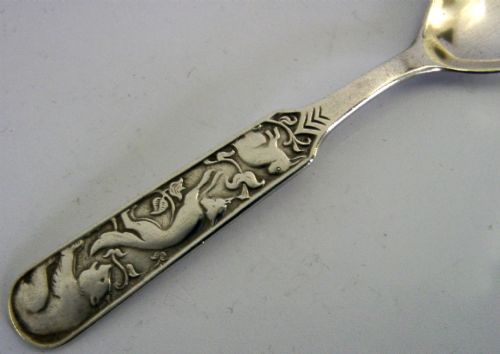 STERLING SILVER DAVID ANDERSEN NORWAY CHILDS SPOON RABBIT FOX BEAR C1940 - ADDITIONAL PHOTO 2