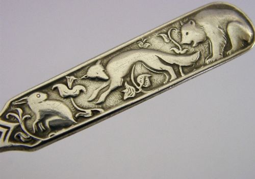 STERLING SILVER DAVID ANDERSEN NORWAY CHILDS SPOON RABBIT FOX BEAR C1940 - ADDITIONAL PHOTO 3