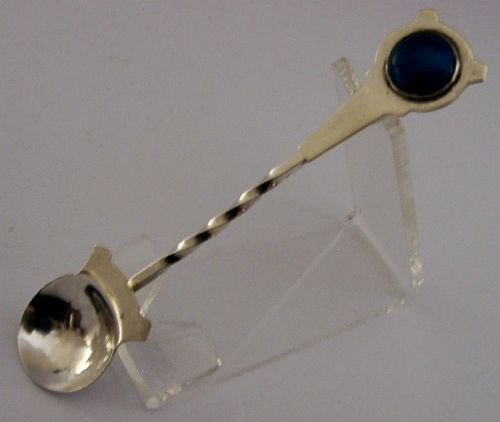 STERLING SILVER PLANISHED ARTS CRAFTS ENAMEL CADDY SPOON 1940