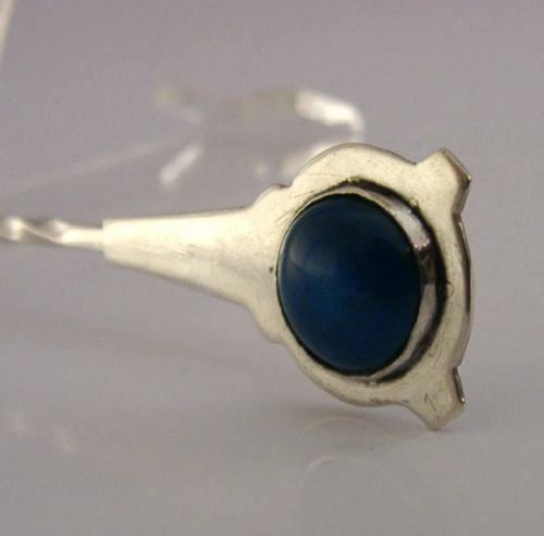 STERLING SILVER PLANISHED ARTS CRAFTS ENAMEL CADDY SPOON 1940 - ADDITIONAL PHOTO 1