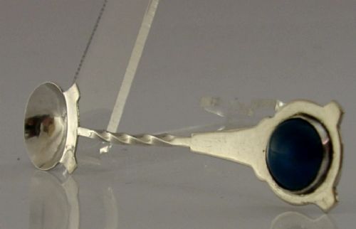 STERLING SILVER PLANISHED ARTS CRAFTS ENAMEL CADDY SPOON 1940 - ADDITIONAL PHOTO 2