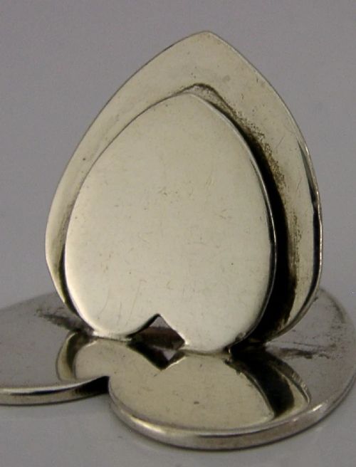 SAMPSON MORDAN LOVE HEART STERLING SILVER MENU HOLDER PLACE MARKER 1905 - ADDITIONAL PHOTO 1