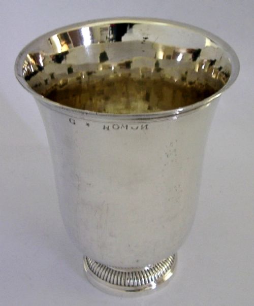 LARGE PRE REVOLUTION FRENCH STERLING SILVER BEAKER CUP C1760 ANTIQUE 160G 18THC