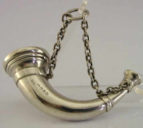 SAMPSON MORDAN STERLING SILVER HUNTING HORN VINAIGRETTE SCENT 1873 ANTIQUE - ADDITIONAL PHOTO 6