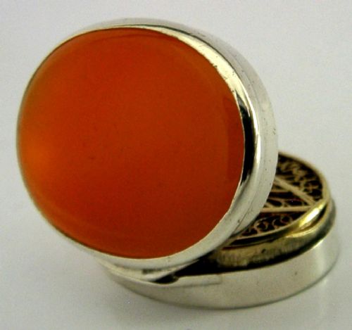 RARE GEORGIAN STERLING SILVER ORANGE AGATE VINAIGRETTE BOX 1829 - ADDITIONAL PHOTO 4