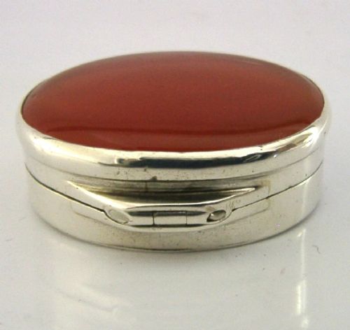 RARE GEORGIAN STERLING SILVER ORANGE AGATE VINAIGRETTE BOX 1829 - ADDITIONAL PHOTO 6