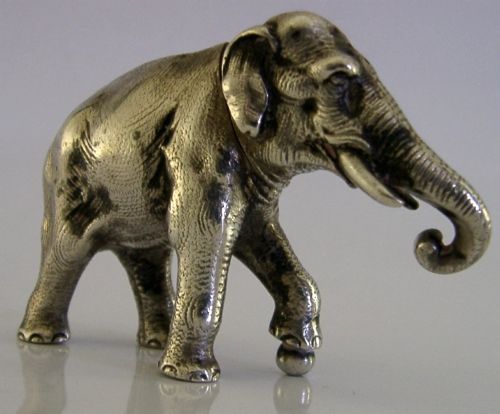 EXTREMELY RARE GERMAN HANAU SOLID SILVER ELEPHANT POUNCE BOX C1880 ANTIQUE - ADDITIONAL PHOTO 6
