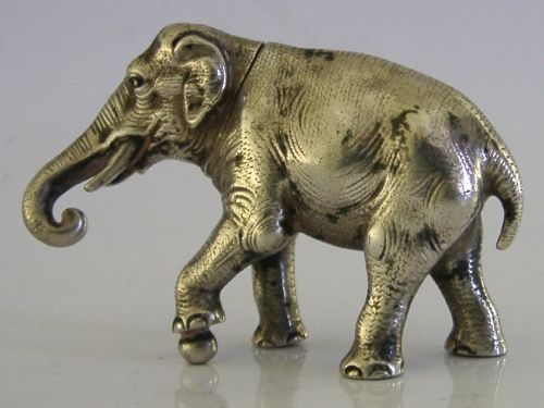 EXTREMELY RARE GERMAN HANAU SOLID SILVER ELEPHANT POUNCE BOX C1880 ANTIQUE - ADDITIONAL PHOTO 7