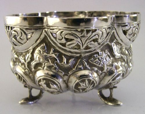PRETTY INDIAN SOLID SILVER BOWL C1900 ANTIQUE ANIMALS 81G - ADDITIONAL PHOTO 3