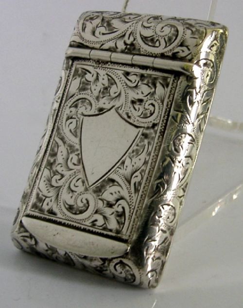 BEAUTIFUL ENGLISH STERLING SILVER SNUFF BOX 1895 ANTIQUE
