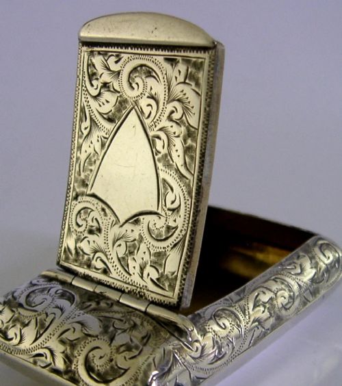 BEAUTIFUL ENGLISH STERLING SILVER SNUFF BOX 1895 ANTIQUE - ADDITIONAL PHOTO 1