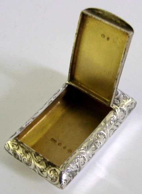 BEAUTIFUL ENGLISH STERLING SILVER SNUFF BOX 1895 ANTIQUE - ADDITIONAL PHOTO 3