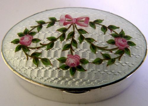 STUNNING STERLING SILVER ENAMEL BOX 1911 ANTIQUE