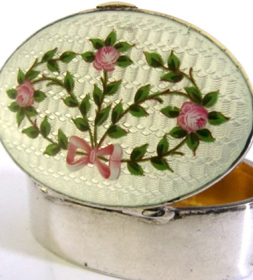 STUNNING STERLING SILVER ENAMEL BOX 1911 ANTIQUE - ADDITIONAL PHOTO 2