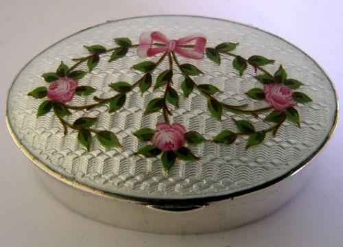 STUNNING STERLING SILVER ENAMEL BOX 1911 ANTIQUE - ADDITIONAL PHOTO 3