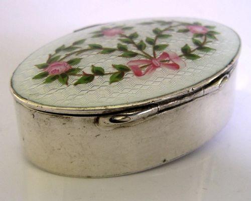 STUNNING STERLING SILVER ENAMEL BOX 1911 ANTIQUE - ADDITIONAL PHOTO 4