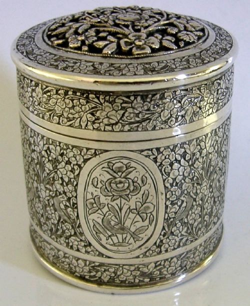 HEAVY 156G SOLID SILVER OTTOMAN TURKISH TEA CADDY BOX C1900 ANTIQUE