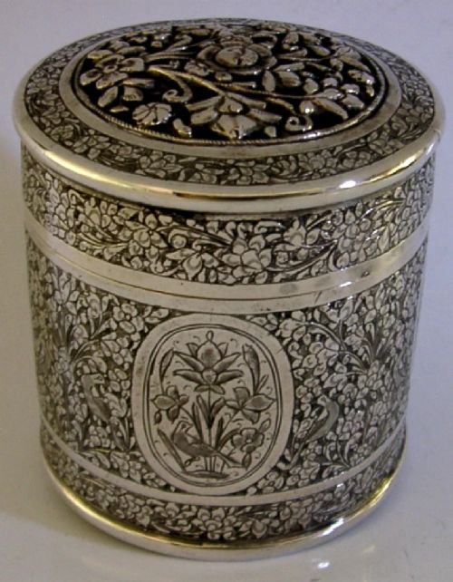 HEAVY 156G SOLID SILVER OTTOMAN TURKISH TEA CADDY BOX C1900 ANTIQUE - ADDITIONAL PHOTO 1