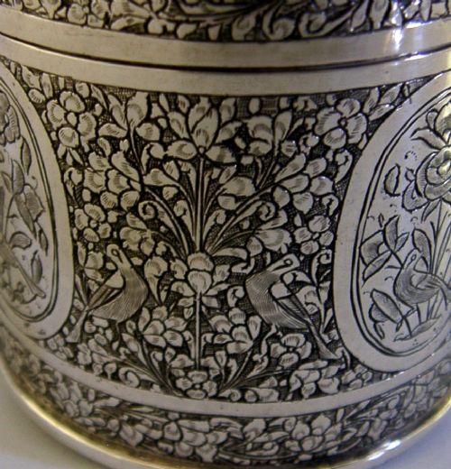 HEAVY 156G SOLID SILVER OTTOMAN TURKISH TEA CADDY BOX C1900 ANTIQUE - ADDITIONAL PHOTO 2