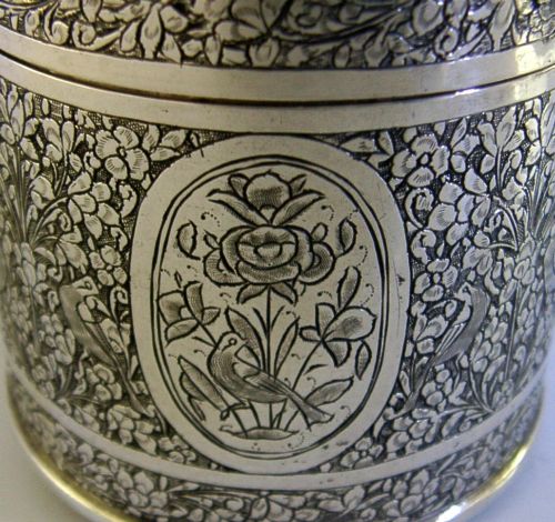 HEAVY 156G SOLID SILVER OTTOMAN TURKISH TEA CADDY BOX C1900 ANTIQUE - ADDITIONAL PHOTO 4