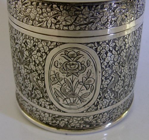 HEAVY 156G SOLID SILVER OTTOMAN TURKISH TEA CADDY BOX C1900 ANTIQUE - ADDITIONAL PHOTO 5